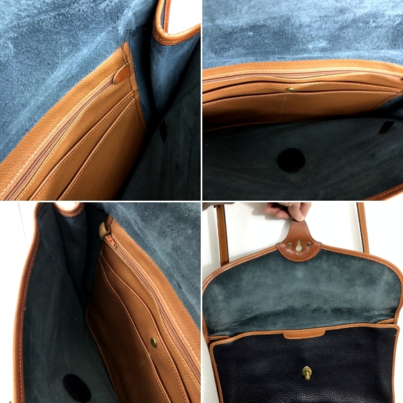 Dooney & Bourke Vintage Large Cavalry Portfolio Briefcase Navy AWL British Tan - Picture 6 of 9